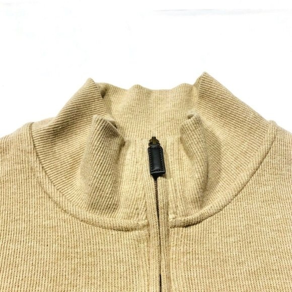 U.S. Polo Assn Sweater Pullover 1/4 Zip Mock Neck Knit Cotton Blend Beige M NWOT - Picture 4 of 12